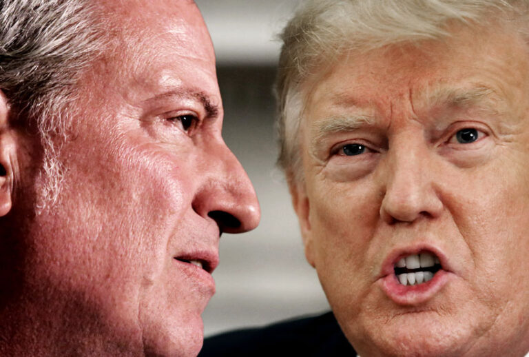 New York City Mayor Bill De Blasio; President Donald Trump (Getty/Salon)