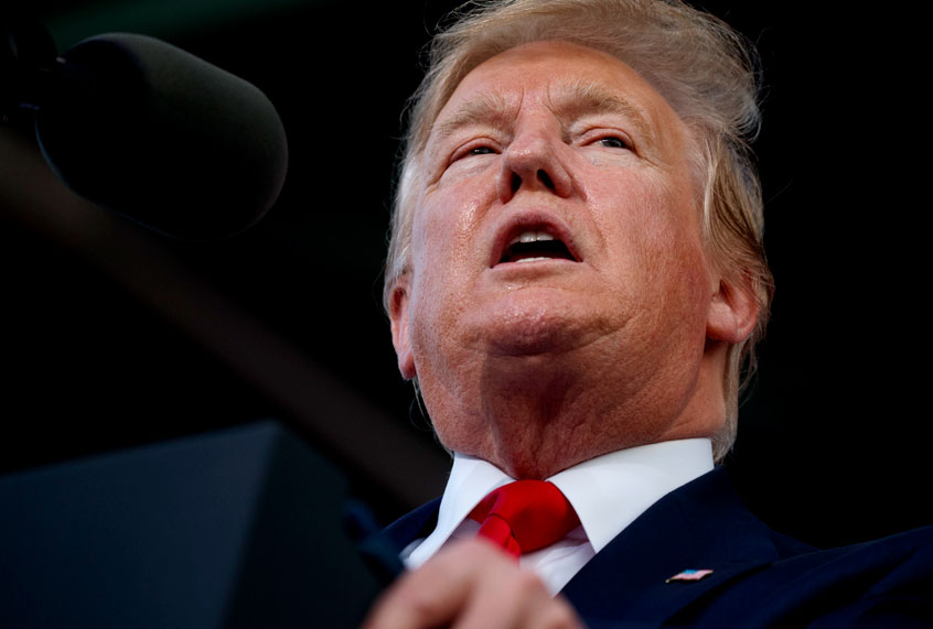 President Donald Trump speaks at a rally at Aaron Bessant Amphitheater, Wednesday, May 8, 2019, in Panama City Beach, Fla. (AP/Evan Vucci)