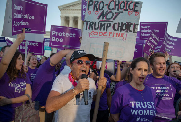 Pro-choice and anti-abortion protesters demonstrate in front of the U.S. Supreme Court on July 9, 2018 in Washington, DC. (Getty/Tasos Katopodis)