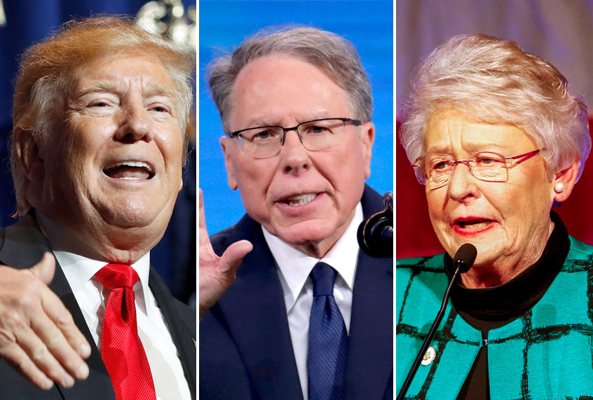 President Donald Trump; NRA Executive Vice President Wayne LaPierre; Alabama Governor Kay Ivey (AP/Salon)