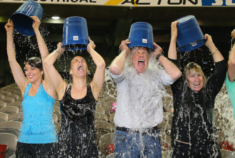 Participants sign up to take part in the World Record Ice Bucket Challenge at Etihad Stadium on August 22, 2014 in Melbourne, Australia. (Scott Barbour/Getty Images)