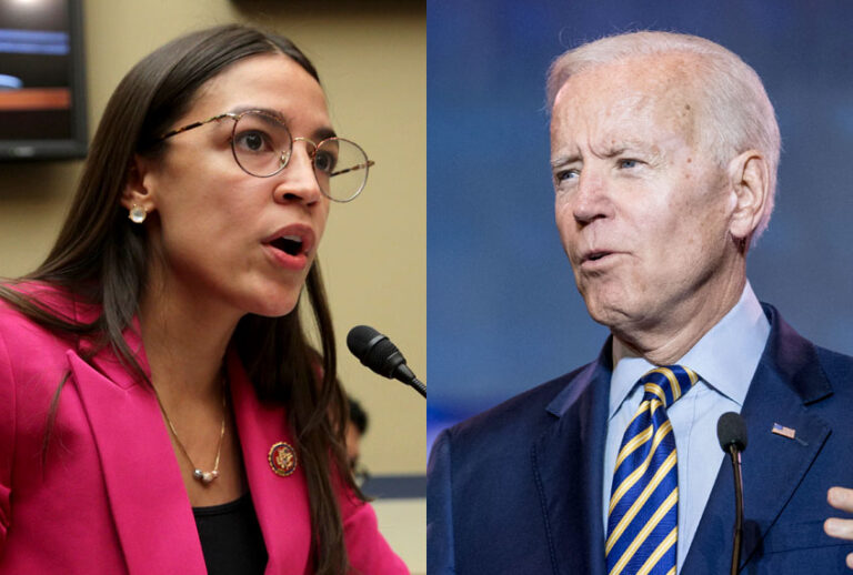Rep. Alexandria Ocasio-Cortez (D-NY); Former Vice President Joe Biden (Getty/Alex Wong/Sean Rayford)