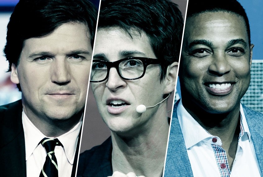 Tucker Carlson; Rachel Maddow; Don Lemon (AP/Richard Drew/Steven Senne/Charles Syke)