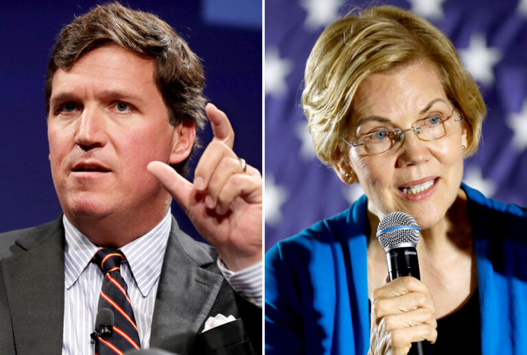 Tucker Carlson; Elizabeth Warren (Getty/Chip Somodevilla/AP/Charlie Neibergall)