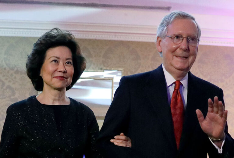 Secretary of Transportation Elaine Chao; Senate Majority Leader Mitch McConnell (Getty/Aaron P. Bernstein)