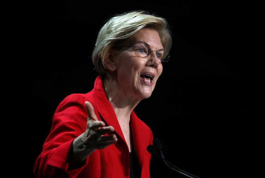 SAN FRANCISCO, CALIFORNIA - JUNE 01: Democratic presidential hopeful U.S. Sen. Elizabeth Warren (D-MA) speaks during the California Democrats 2019 State Convention at the Moscone Center on June 01, 2019 in San Francisco, California.  (Photo by Justin Sullivan/Getty Images) (Justin Sullivan/Getty Images)