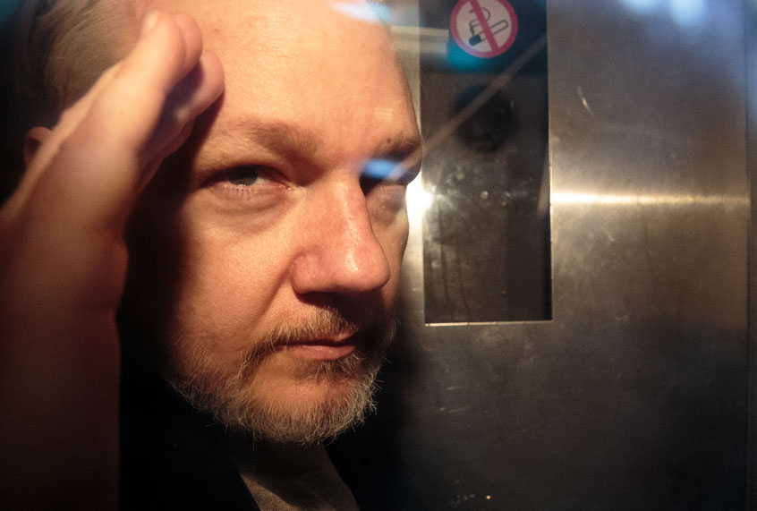Wikileaks Founder Julian Assange leaves Southwark Crown Court in a security van after being sentenced on May 1, 2019 in London, England. (Getty/Jack Taylor)