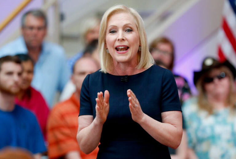 Democratic presidential candidate Sen. Kirsten Gillibrand speaks during a FOX News town hall, Sunday, June 2, 2019, in Dubuque, Iowa. (AP/Charlie Neibergall)
