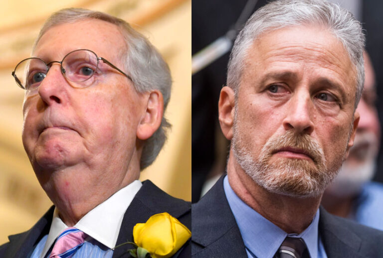 Mitch McConnell; Jon Stewart (AP/Susan Walsh/Getty/Zach Gibson)