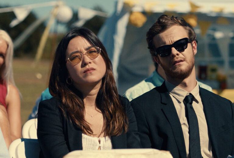 Maya Erskine and Jack Quaid in "Plus One" (Photo courtesy of RLJE Films)