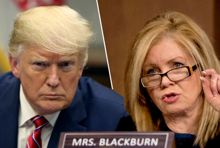 President Donald Trump; Sen. Marsha Blackburn (R-TN) (Getty/Mark Wilson/AP/Andrew Harnik)