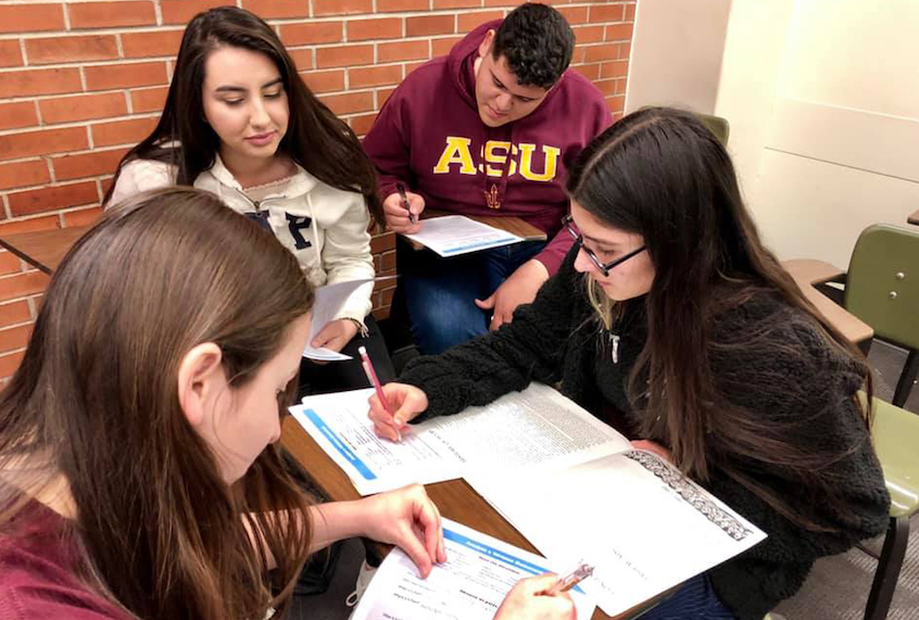 A study group as part of ASU’s CAMP program. () (Photo courtesy of Seline Szkupinski Quiroga)