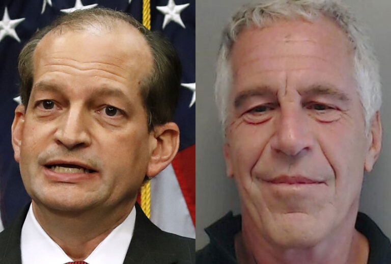 Alex Acosta; Jeffrey Epstein (AP/Alex Brandon/Florida Department of Law Enforcement)