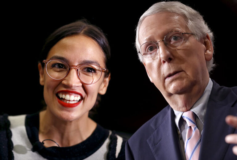 Rep. Alexandria Ocasio-Cortez (D-NY); Sen. Mitch McConnell (R-KY) (AP/Getty/Salon)