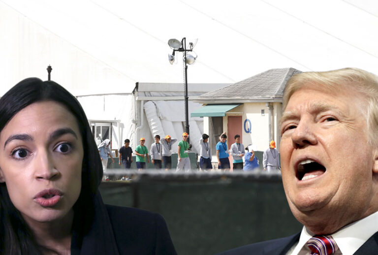 Migrant children who have been separated from their families can be seen in tents at a detention center in Homestead, Florida on June 27, 2019 (AP/Getty/Salon)