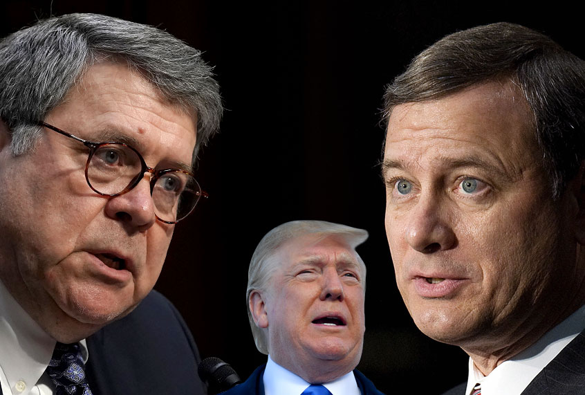 William Barr; Donald Trump; John Roberts (Getty/Salon)