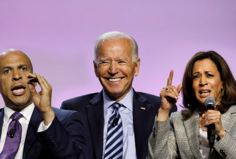 Cory Booker; Joe Biden; Kamala Harris (Getty/Jeff Kowalsky/Salon)