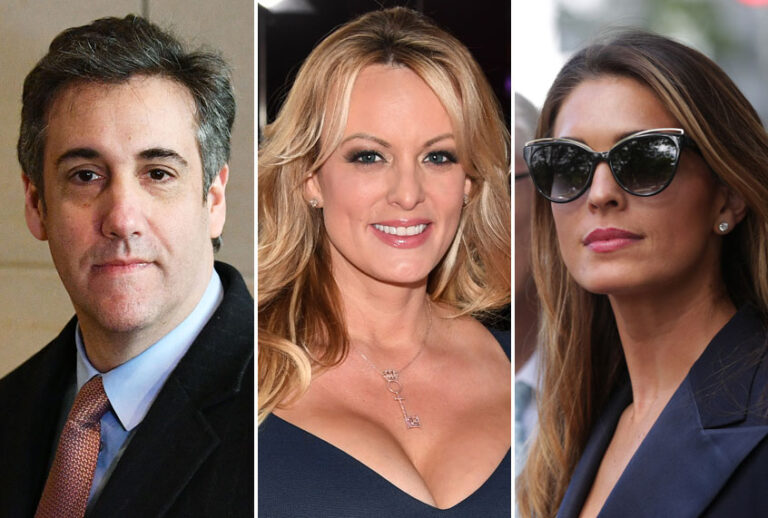 Michael Cohen; Stormy Daniels; Hope Hicks (AP/Getty)