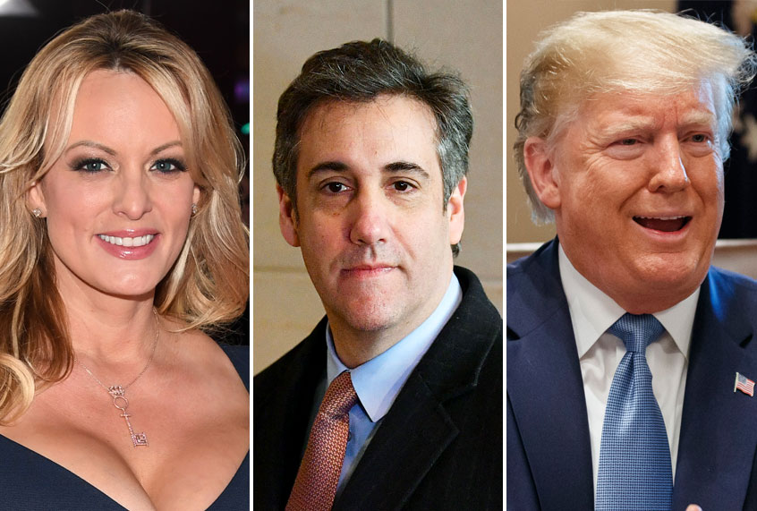 Stormy Daniels; Michael Cohen; Donald Trump (AP/Getty)