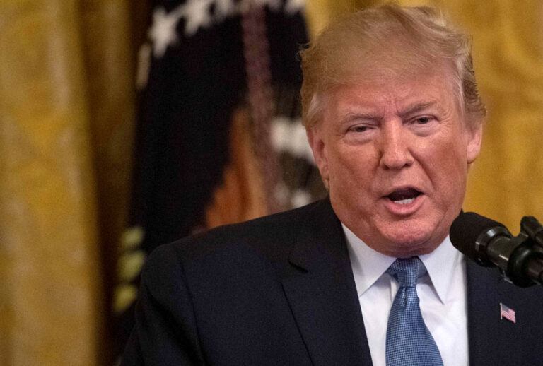 President Donald Trump speaks about his administration's environmental policies at the White House in Washington, DC on July 8, 2019. (Getty/Nicholas Kamm)