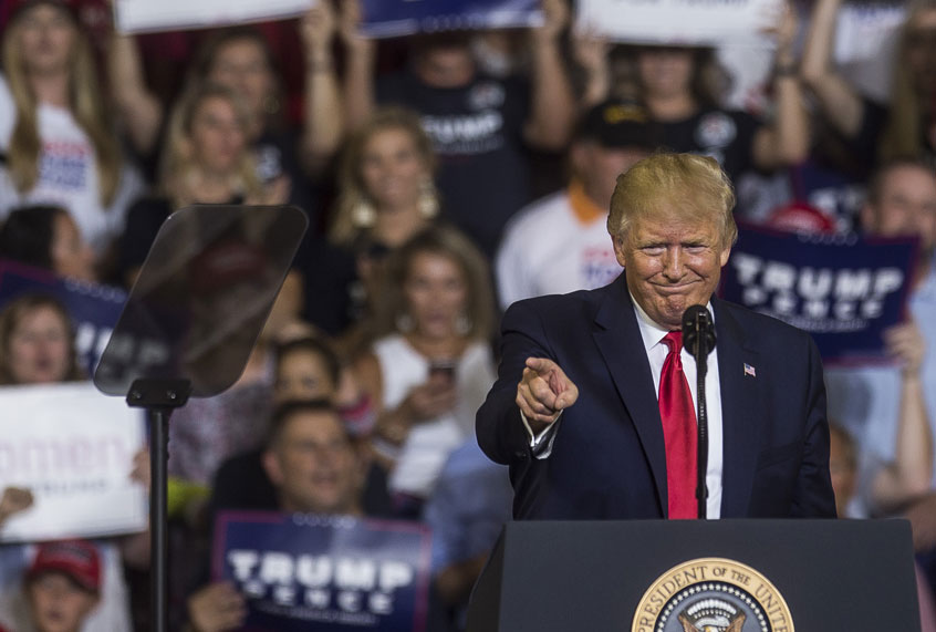 President Donald Trump speaks during a Keep America Great rally on July 17, 2019 in Greenville, North Carolina. (Getty/Zach Gibson)