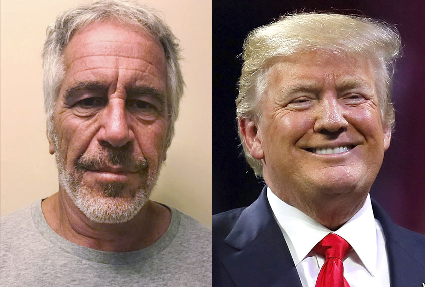 Jeffrey Epstein; Donald Trump (AP/New York State Sex Offender Registry/Getty/Kevin C. Cox)