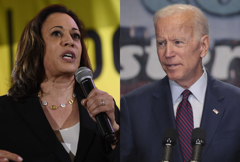 Sen. Kamala Harris; Former Vice President Joe Biden (AP/Susan Walsh/Scott Olson)
