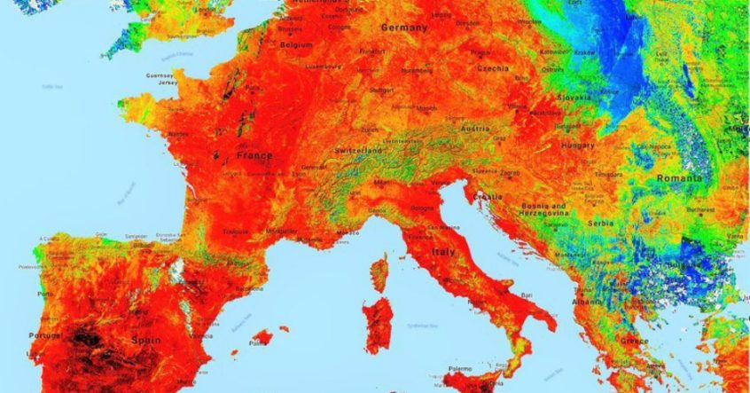 Record high temperatures were recorded across Western Europe on Thursday. (Copernicus Emergency Management Service)