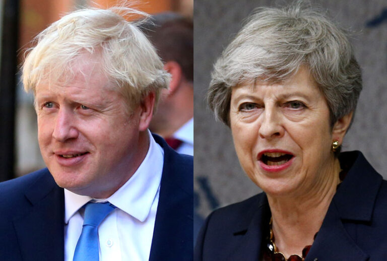 Boris Johnson; Theresa May (Getty/Isabel Infantes/Henry Nicholls)