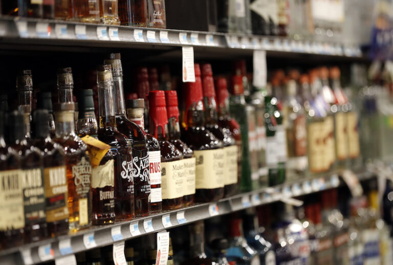 Liquor bottles are seen on display at a grocery store in River RIdge, La., Wednesday, July 11, 2018. (AP Photo/Gerald Herbert) (Gerald Herbert/AP Photo)