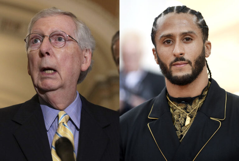 Mitch McConnell; Colin Kaepernick (Getty/Alex Wong/AP/Evan Agostini)