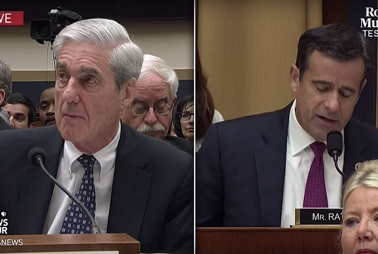 Former special counsel Robert Mueller; Rep. John Ratcliffe (R-TX) (YouTube/PBS NewsHour)