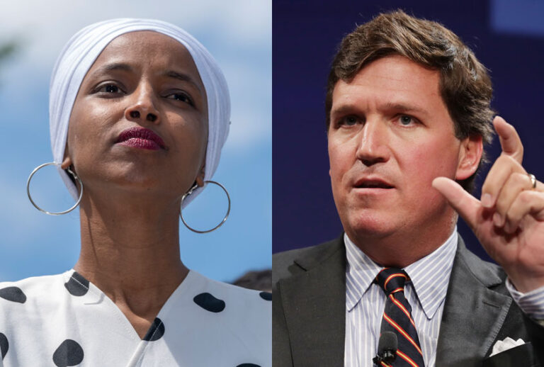 Ilhan Omar; Tucker Carlson (AP/J. Scott Applewhite/Getty/Chip Somodevilla)