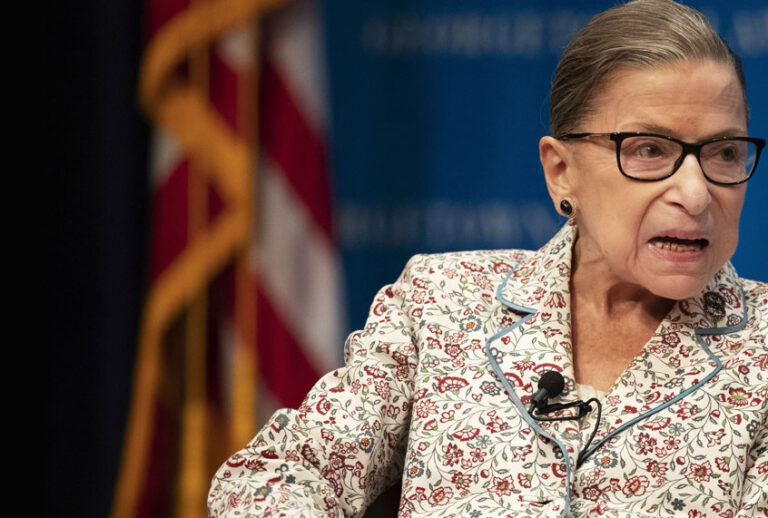 Supreme Court Associate Justice Ruth Bader Ginsburg speaks about her work and gender equality at the Georgetown University Law Center in Washington, Tuesday, July 2, 2019. (AP/Manuel Balce Ceneta)