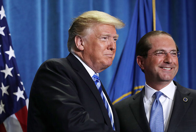 President Donald Trump; Health and Human Services Secretary Alex Azar (Getty/Chip Somodevilla)