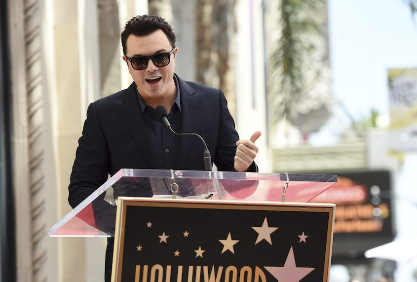 Entertainer Seth MacFarlane speaks during a ceremony honoring him with a star on the Hollywood Walk of Fame, Tuesday, April 23, 2019, in Los Angeles. (Photo by Chris Pizzello/Invision/AP) (Chris Pizzello/invision/ap)