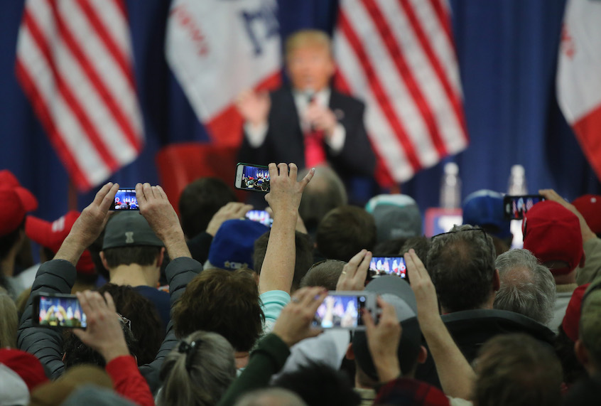 Republican presidential candidate Donald Trump speaks to guests during a campaign rally at the Gerald W. Kirn Middle School on January 31, 2016 in Council Bluffs, United States. Trump and other presidential hopefuls are in Iowa trying to gain support and crucial votes for tomorrow's caucuses. (Christopher Furlong/Getty Images)