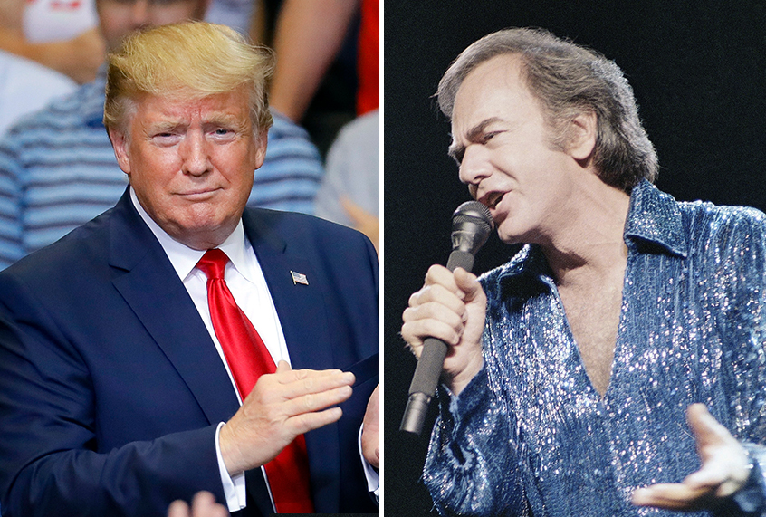 Donald Trump and Neil Diamond (AP Photo/John Minchillo/Ron Frehm)