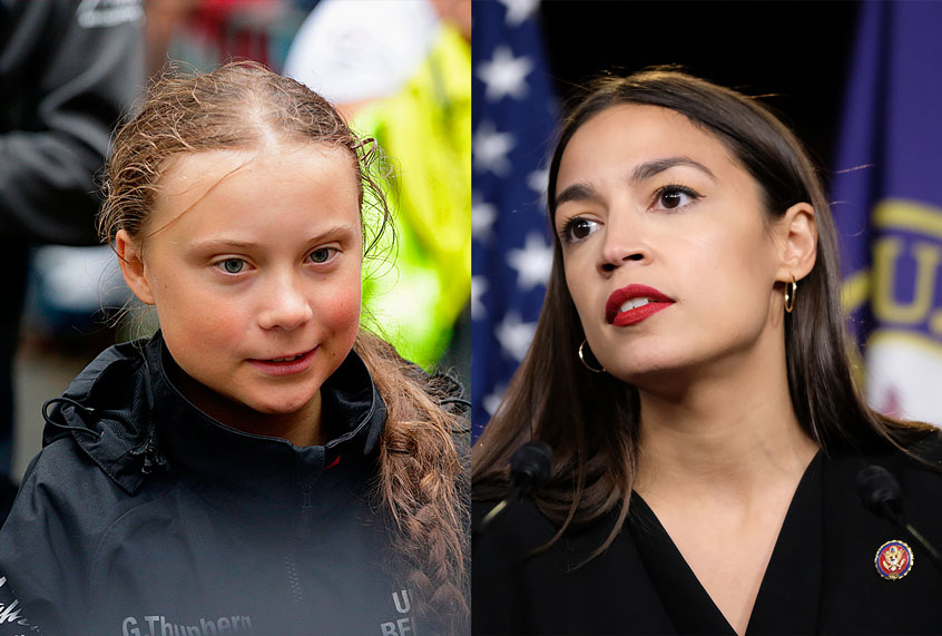 Alexandria Ocasio-Cortez and Greta Thunberg (Getty/Kena Betancur/Alex Wroblewski)
