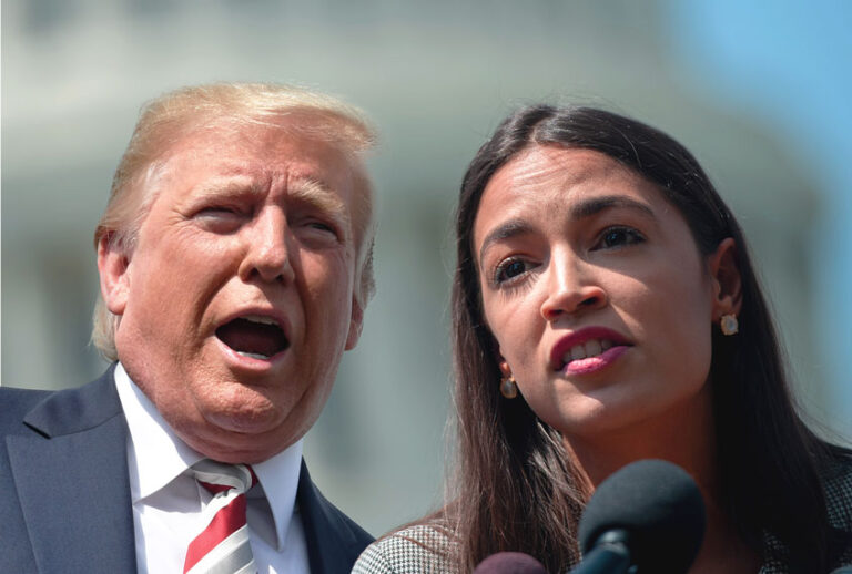 Donald Trump and Alexandria Ocasio-Cortez (Getty/Saul Loeb/Nicholas Kamm)