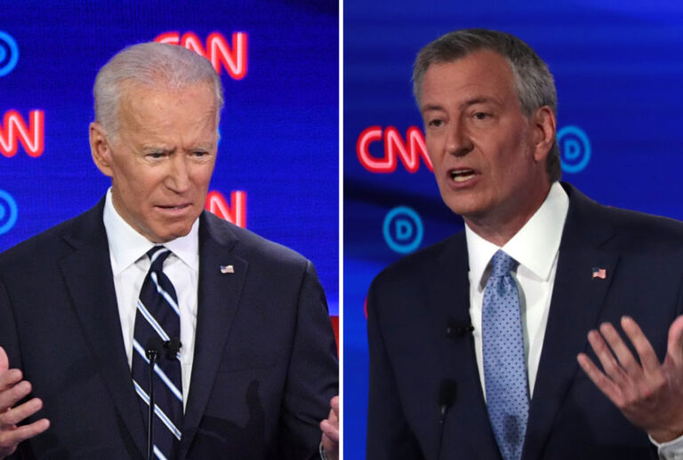 Former Vice President Joe Biden; New York City Mayor Bill De Blasio (Getty/Jim Watson/Scott Olson)
