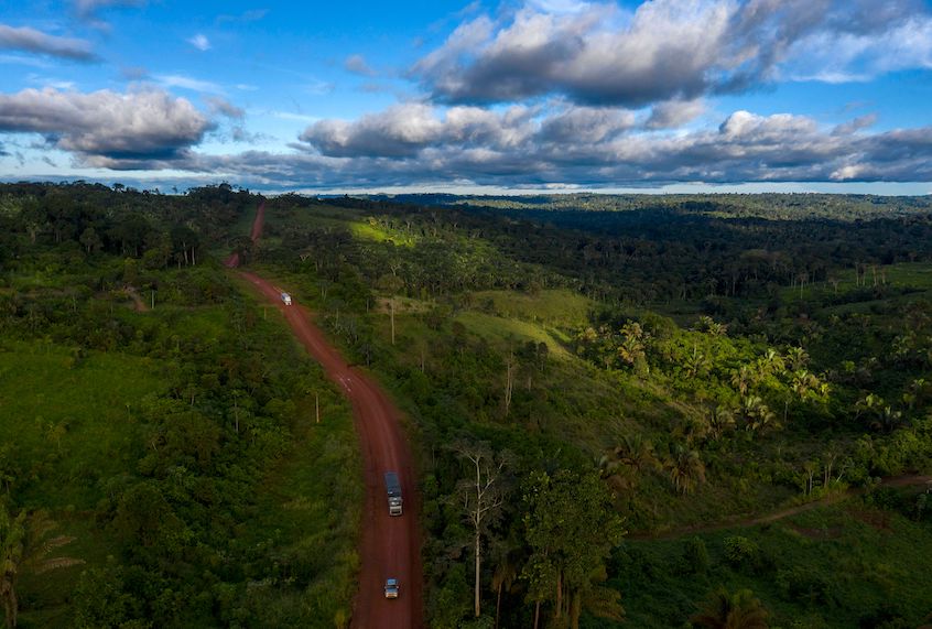Aerial view of the Transamazonica Road (BR-230) near Medicilandia, Para State, Brazil on March 13, 2019. - According to the NGO Imazon, deforestation in the Amazonia increased in a 54% in January, 2019 (Mauro Pimentel/AFP/Getty Images)