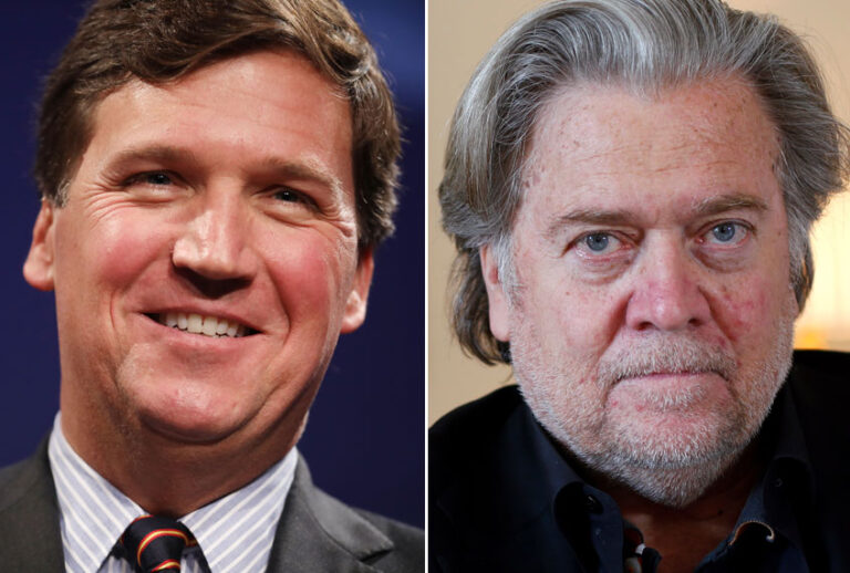 Tucker Carlson; Steve Bannon (Getty/Chip Somodevilla/AP/Thibault Camus)