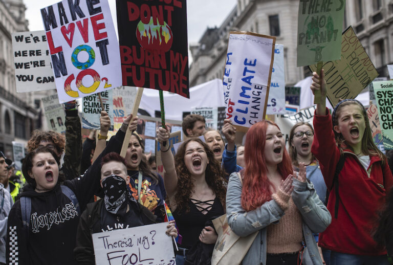 Students take part in a Climate March on April 12, 2019 in London, United Kingdom. (Photo by Dan Kitwood/Getty Images)