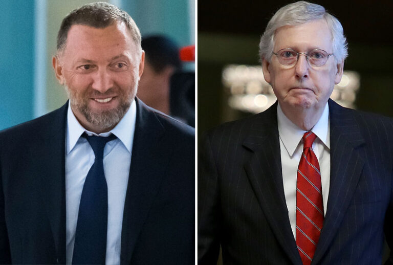 Oleg Deripaska; Mitch McConnell (AP/Alexander Zemlianichenko/Getty/Win McNamee)