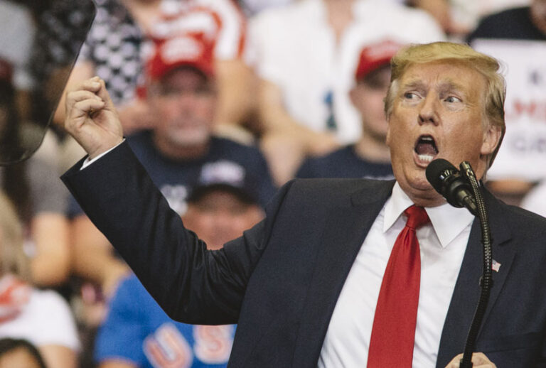 President Donald Trump speaks at a campaign rally at U.S. Bank Arena on August 1, 2019 in Cincinnati, Ohio. (Getty/Andrew Spear)