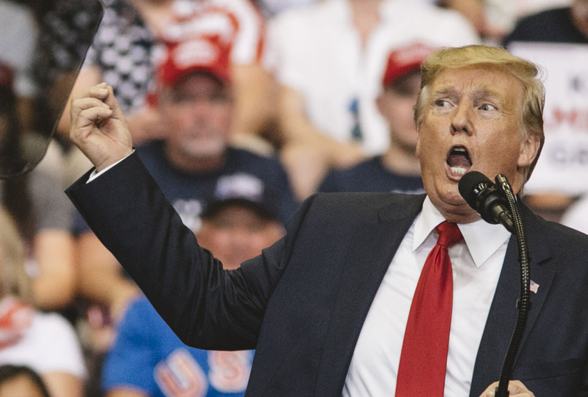 President Donald Trump speaks at a campaign rally at U.S. Bank Arena on August 1, 2019 in Cincinnati, Ohio. (Getty/Andrew Spear)