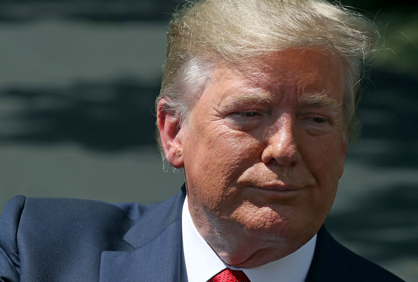 President Donald Trump speaks to the media before departing from the White House on August 21, 2019 in Washington, DC. (Getty/Mark Wilson)