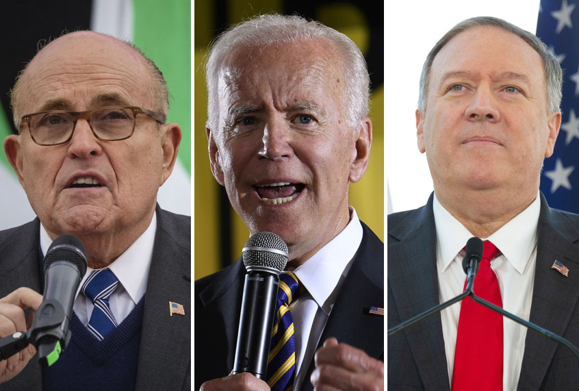 Rudy Giuliani; Joe Biden; Mike Pompeo (AP/Getty)