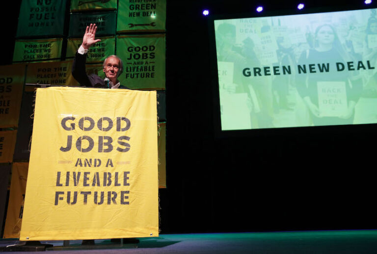 U.S. Sen. Edward Markey (D-MA) speaks during a rally at Howard University May 13, 2019 in Washington, DC. The Sunrise Movement held an event for the final stop of the "Road to a Green New Deal" tour to "explore what the pain of the climate crisis looks like in D.C. and for the country and what the promise of the Green New Deal means."  (Photo by Alex Wong/Getty Images) (Photo by Alex Wong/Getty Images)